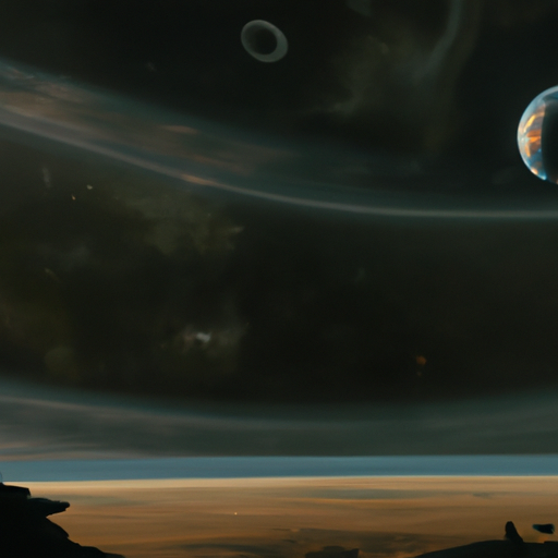 A science fiction scene with earth under a firmament